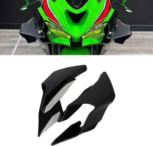 ل ZX6R ZX636 2024 2025 2026 دراجة نارية الجانب المفسد هدية الجنيحات الهوائية الثابتة الرياح الجناح ZX-6R ZX-636 الملحقات (أسود مشرق) in Kuwait