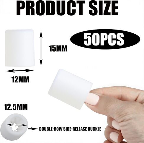 MEETOOT 50PCS White Disposable Double Layer Barbed Buckle Concert Festival Entrance Party Wristband Plastic Adjustable Clasp One Way Sliding Lock Length 15-20mm in Saudi Arabia