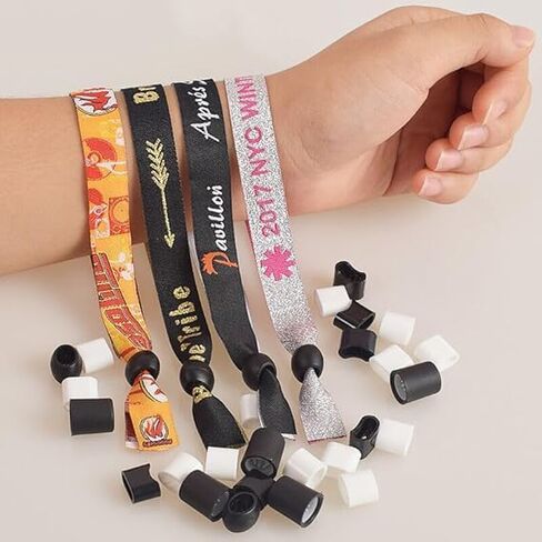 MEETOOT 50PCS White Disposable Double Layer Barbed Buckle Concert Festival Entrance Party Wristband Plastic Adjustable Clasp One Way Sliding Lock Length 15-20mm in Saudi Arabia
