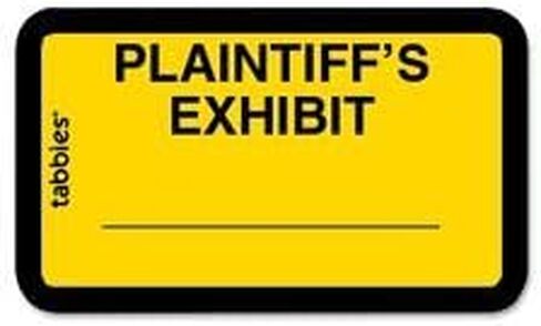 ملصقات ملفات قانونية من Tabbies Plaintiff's Exhibit، 58094، عرض 1 5/8 بوصة × طول 1 بوصة، أصفر، عبوة من 252 قطعة in Kuwait