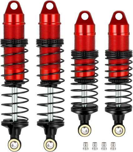 4PCS RC Car CNC Aluminum Shocks Front & Rear Threaded Shock Absorber Damper Assembled Set Compatible with 1/16 LOSI Mini-B Buggy Upgrades Parts Accessories (Red) in Kuwait