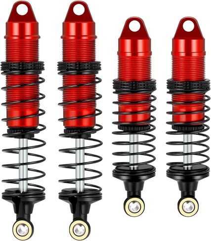 4PCS RC Car CNC Aluminum Shocks Front & Rear Threaded Shock Absorber Damper Assembled Set Compatible with 1/16 LOSI Mini-B Buggy Upgrades Parts Accessories (Red) in Kuwait