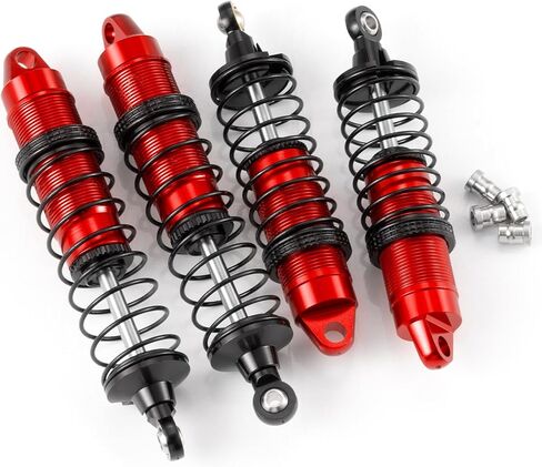 4PCS RC Car CNC Aluminum Shocks Front & Rear Threaded Shock Absorber Damper Assembled Set Compatible with 1/16 LOSI Mini-B Buggy Upgrades Parts Accessories (Red) in Kuwait