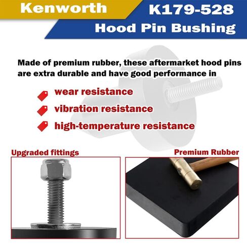 924-5410 Hood Pin Poly Kit fit for 2003-2010 Kenworth T2000 T600A T600 T800 W900 T400 T440 T450 T470 T660 Replace 924 5410, 2pcs in Kuwait