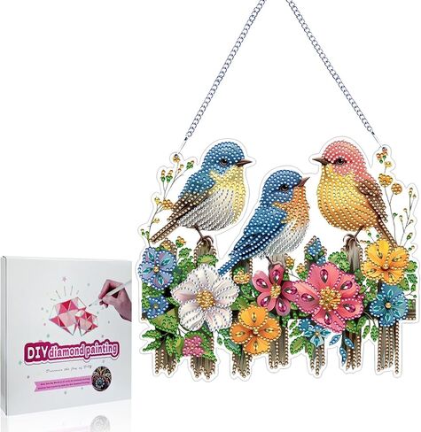 Koikify Diamond Painting Hanging Ornament for Adults, DIY Bird Diamond Art Pendant with Printed Back in Matching Design, Home Decor and Gift in Saudi Arabia