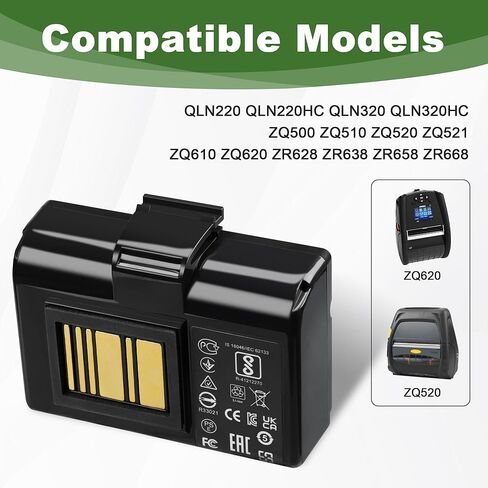 6 Pack for Zebra ZQ520 ZQ620 Battery Replacement - for Zebra Printer ZQ620 ZQ520 ZQ510 QLN320 QLN220 QLN220HC QLN320HC ZQ500 ZQ521 ZR628 ZR638 ZQ610 ZR658 ZR668 Upgrade Battery Lithium Ion 3400mAh in Kuwait