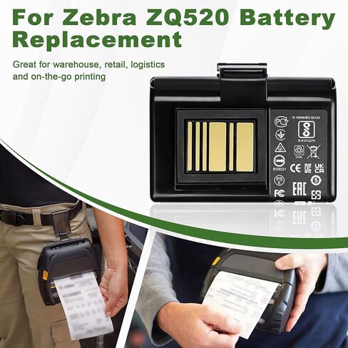 6 Pack for Zebra ZQ520 ZQ620 Battery Replacement - for Zebra Printer ZQ620 ZQ520 ZQ510 QLN320 QLN220 QLN220HC QLN320HC ZQ500 ZQ521 ZR628 ZR638 ZQ610 ZR658 ZR668 Upgrade Battery Lithium Ion 3400mAh in Kuwait