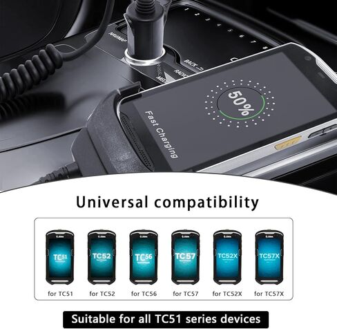 شاحن حامل لـ Zebra TC51 TC510K TC52 TC52X TC56 TC57 TC57X ماسحات الباركود - حامل السيارة مع كابل شحن ولاعة السجائر، قاعدة حامل للمركبة للماسح الضوئي المحمول CRD-TC56-CVCD2-02 in Kuwait