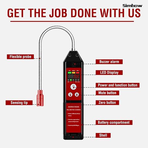Refrigerant Leak Detector, WJL-6000 PRO HVAC Freon Leak Detector Halogen Freon Sniffer Rechargeable Air Conditioning Detection for R32 R410A R454B R290 CFCs, HCFCs, HFCs, HFOs, HCs in Saudi Arabia