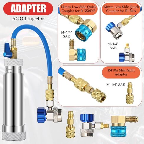 Tellegloww AC طقم كاشف التسرب لـ R1234yf R134a R410a Ac Oil UV Dye Injector Kit، أداة كشف تسرب المبردات، أداة كشف تسرب الجانب المنخفض، قارنة توصيل سريعة، مصباح يدوي صغير مع نظارات واقية in Kuwait