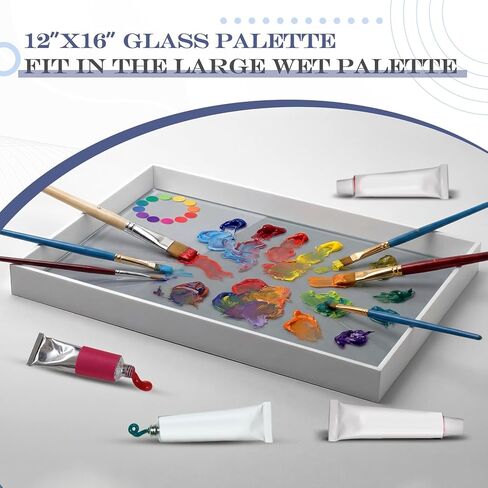 12x16 Inch Tempered Glass Paint Palette with Neutral Grey Value Scale Non Slip Pads and Corner Guards Accurate Color Mixing Surface for Acrylic Oil Watercolor Easy Clean Reusable Artist Palette Board in Saudi Arabia