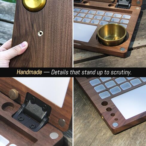 27 Grid Portable Black Walnut Wooden Watercolor Palette, Travel Paint Tray with Mixing Area & Brush Wash Canister, Detachable Grid for Multi-Paint, Brown (No Paint & Stand) in Saudi Arabia