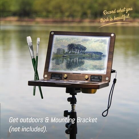 27 Grid Portable Black Walnut Wooden Watercolor Palette, Travel Paint Tray with Mixing Area & Brush Wash Canister, Detachable Grid for Multi-Paint, Brown (No Paint & Stand) in Saudi Arabia