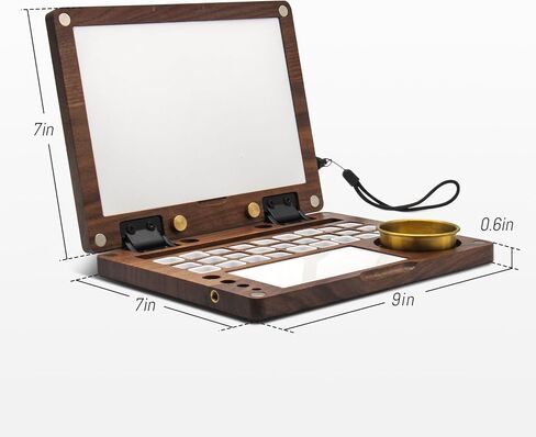 27 Grid Portable Black Walnut Wooden Watercolor Palette, Travel Paint Tray with Mixing Area & Brush Wash Canister, Detachable Grid for Multi-Paint, Brown (No Paint & Stand) in Saudi Arabia
