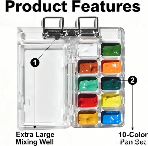 Travel Watercolor Paint Set, Mini Portable 12-Color Kit with Palette, Brush, Sketchbook & Case, Compact Art Supplies for Adults, Artists & Students in Kuwait