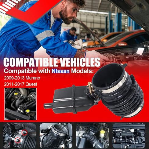 SMMS 696-039 Air Cleaner Intake Hose with 3 Clamps for Nissan Murano 2009-2014 for Nissan Quest 2011-2017, Intake Hose Tube Boot Replaces OE: 16576-1AA1A 16576-1AA0A in Kuwait