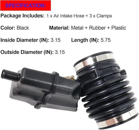 SMMS 696-039 Air Cleaner Intake Hose with 3 Clamps for Nissan Murano 2009-2014 for Nissan Quest 2011-2017, Intake Hose Tube Boot Replaces OE: 16576-1AA1A 16576-1AA0A in Kuwait