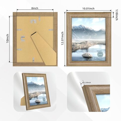 iRahmen 8x10 Picture Frame Set of 4, Wood Photo Frames with HD Glass - Tabletop Display or Wall Mount in Saudi Arabia