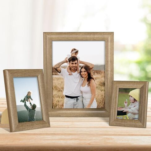 iRahmen 8x10 Picture Frame Set of 4, Wood Photo Frames with HD Glass - Tabletop Display or Wall Mount in Saudi Arabia