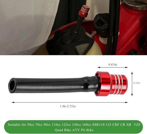 2 PCS Breather Hose Gas Fuel Tank Cap, CNC One-Way Fuel Tank Valve Vent Tube with Check Ball, Aluminum Breather Valve Tube for 50cc 110cc 70cc 125cc ATV Dirt Pit Quad Bike (Red) in Kuwait