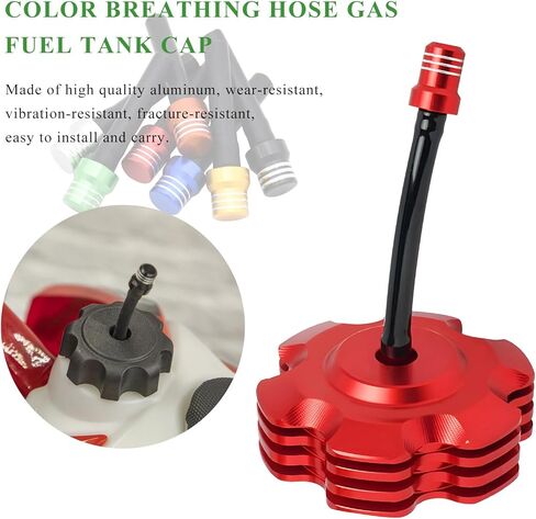 2 PCS Breather Hose Gas Fuel Tank Cap, CNC One-Way Fuel Tank Valve Vent Tube with Check Ball, Aluminum Breather Valve Tube for 50cc 110cc 70cc 125cc ATV Dirt Pit Quad Bike (Red) in Kuwait