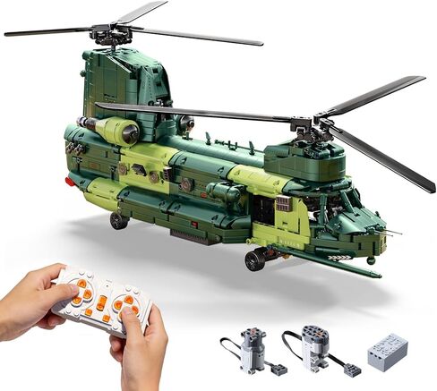 RC Military Helicopter Building Blocks Set, Remote Control Tandem Rotor Aircraft Model Kit for Adults and Teens 14+,Collectible Building Toy Gift for Boys Kids (1826 Pieces) in Saudi Arabia