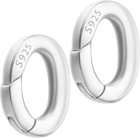 2Pcs 925 Sterling Silver Necklace Clasp, Oval Bracelet Clasps and Closures, Jewelry Carabiner Connector Clasp, Spring Bracelet Shortener Clip Bail Rings for Jewellery Making (7x10mm) in Kuwait