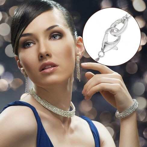 2Pcs 925 Sterling Silver Necklace Clasp, Oval Bracelet Clasps and Closures, Jewelry Carabiner Connector Clasp, Spring Bracelet Shortener Clip Bail Rings for Jewellery Making (7x10mm) in Kuwait