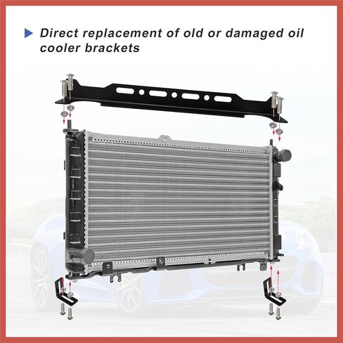ACROPIX Universal Oil Cooler Mounting Bracket Kit 330mm Aluminum Alloy Engine Oil Cooler Radiator Adapter Kit Oil Cooler Bracket Kit Black Transmission Oil Cooler Mounting Kit Car Parts in Kuwait