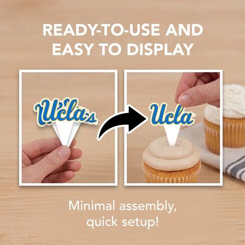 Desert Cactus University of California Los Angeles Cupcake Topper and Cake Toppers Set - UCLA Bruins 25 Pcs Food Party Supplies, Decorations, Graduation and Game Day in Kuwait