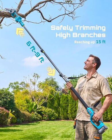 Seesii 4-in-1 Pole Saw & Pruning Shears Combo Kit, 6 Inch Mini Chainsaw for Tree Trimming, Battery Powered Chain Saw with Extension Pole, Tree Trimmer Limb Branch Cutter Pruner in Saudi Arabia