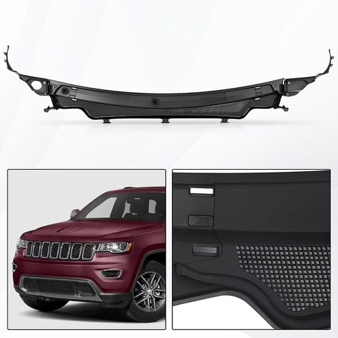 PartsFlow ممسحة الزجاج الأمامي، لوحة القلنسوة الأمامية العلوية، استبدال لـ 2016-2022 Jeep Grand Cherokee لـ 2016-2025 دودج دورانجو، مجموعة لوحات القلنسوة، لوحة إدراج، عاكس علوي 55112907AF in Kuwait