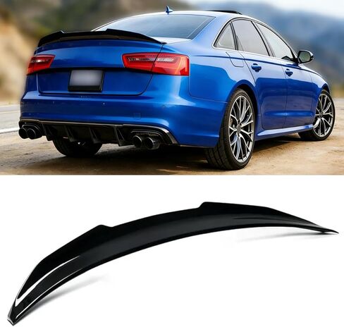 سبويلر خلفي متوافق مع Audi A6 C7 2012-2018، أسود لامع طراز PSM منقار البط، غطاء خلفي خلفي، غطاء جناح الشفاه مناسب لسيارة سيدان ذات 4 أبواب 2012 2013 2014 2015 2016 2017 2018 in Kuwait