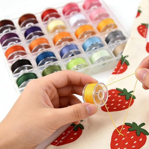 25 Colors Embroidery Thread Set, 400 Yards Polyester Sewing Machine Threads with Bobbins, Multi-Purpose Kit for DIY Crafts, Quilting, Clothing Repair and Gift in Kuwait