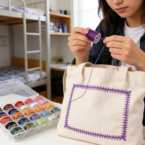 25 Colors Embroidery Thread Set, 400 Yards Polyester Sewing Machine Threads with Bobbins, Multi-Purpose Kit for DIY Crafts, Quilting, Clothing Repair and Gift in Kuwait