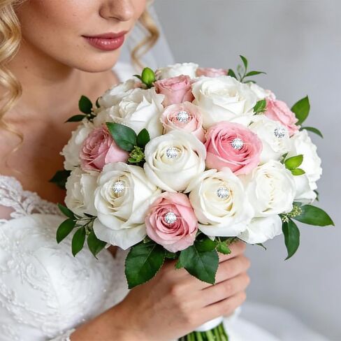 300Pcs Diamond Rhinestones Pins, 2 Inch Clear Crystal Diamond Flower Corsage for Wedding Bouquet, Floral Boutonniere Bridal Hair Jewelry, Hair Accessories for DIY Craft(Small) in Saudi Arabia