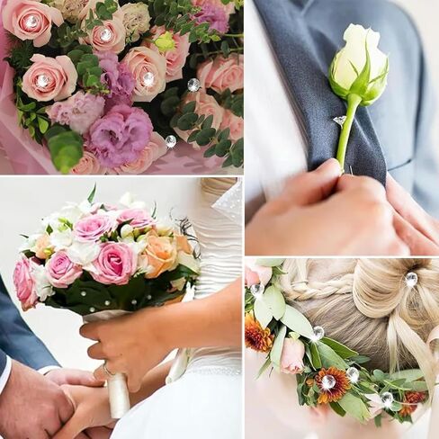 300Pcs Diamond Rhinestones Pins, 2 Inch Clear Crystal Diamond Flower Corsage for Wedding Bouquet, Floral Boutonniere Bridal Hair Jewelry, Hair Accessories for DIY Craft(Small) in Saudi Arabia