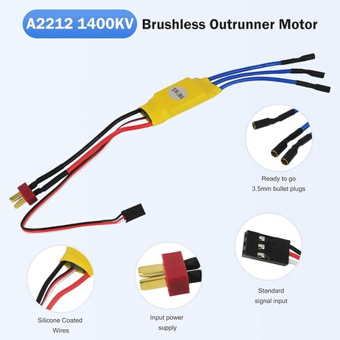 A2212 1400KV RC Brushless Motor 30A ESC Motor SG90 Micro Servo 8060 Propeller Set Compatible with RC Plane Quadcopter Fixed Wing Plane Helicopter Aircraft Repair Kit in Saudi Arabia