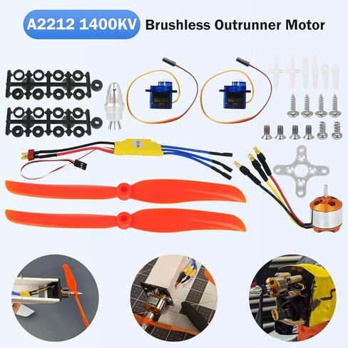 A2212 1400KV RC Brushless Motor 30A ESC Motor SG90 Micro Servo 8060 Propeller Set Compatible with RC Plane Quadcopter Fixed Wing Plane Helicopter Aircraft Repair Kit in Saudi Arabia