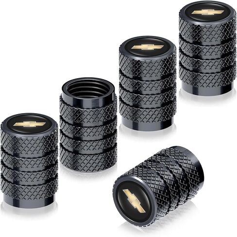 Tire Valve Stem Cap Cover Universal Fit for Chevrolet Chevy Silverado Colorado Tahoe Malibu Suburban Camaro Cruze Equinox Sonic Accessories for Car Truck Motorcycle Bike 091403 Black 5Pcs in Saudi Arabia