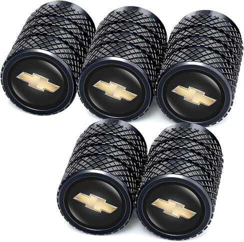 Tire Valve Stem Cap Cover Universal Fit for Chevrolet Chevy Silverado Colorado Tahoe Malibu Suburban Camaro Cruze Equinox Sonic Accessories for Car Truck Motorcycle Bike 091403 Black 5Pcs in Saudi Arabia