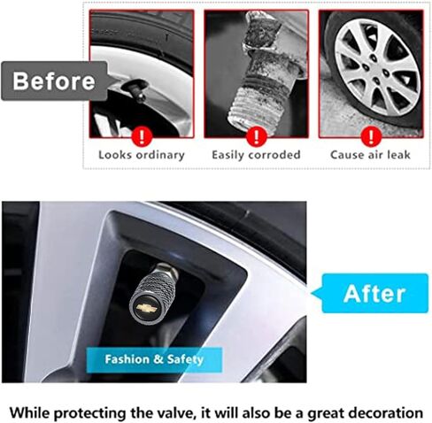 Tire Valve Stem Cap Cover Universal Fit for Chevrolet Chevy Silverado Colorado Tahoe Malibu Suburban Camaro Cruze Equinox Sonic Accessories for Car Truck Motorcycle Bike 091403 Black 5Pcs in Saudi Arabia