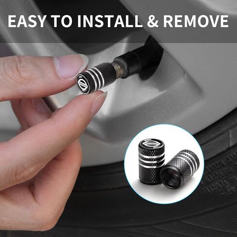 Tire Valve Stem Cap Cover Fit for Nissan Belt O-Ring Seal Corrosion Resistant Tire Valve Caps Car Accessories 4Pc Black in Kuwait