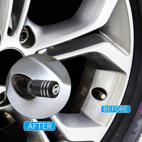 Tire Valve Stem Cap Cover Fit for Nissan Belt O-Ring Seal Corrosion Resistant Tire Valve Caps Car Accessories 4Pc Black in Kuwait