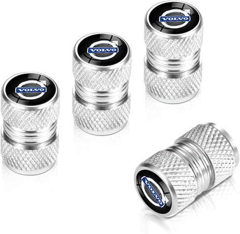 4Pcs Automobile Tire Valve Stem Covers, for Caps Compatible with Volvo s60 s90 xc60 xc40 xc90 v60 v90 Series Vehicles and Other Motor Vehicles Tire Valve Cap Covers Silver in Saudi Arabia
