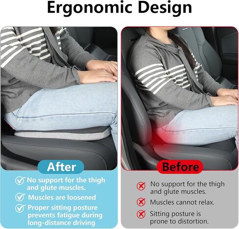 2 in 1 Car Seat Cushions or Lumbar Support Pillow for Driving, Memory Foam Truck Seat Pad for Office Chair, Sciatica & Lower Back Pain Relief, Grey in Saudi Arabia
