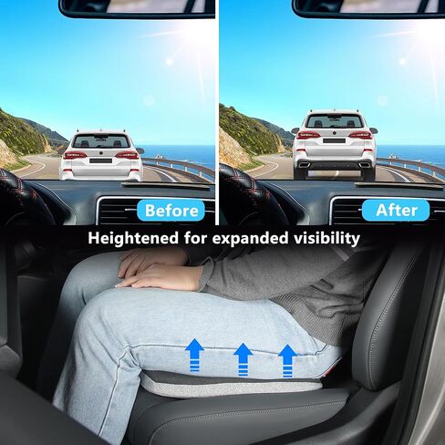 2 in 1 Car Seat Cushions or Lumbar Support Pillow for Driving, Memory Foam Truck Seat Pad for Office Chair, Sciatica & Lower Back Pain Relief, Grey in Saudi Arabia