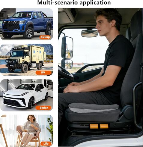 2 in 1 Car Seat Cushions or Lumbar Support Pillow for Driving, Memory Foam Truck Seat Pad for Office Chair, Sciatica & Lower Back Pain Relief, Grey in Saudi Arabia