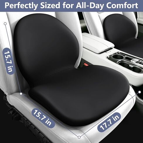 Car Seat Cushion with Lumbar Support Pillow - Memory Foam Driver Seat Cushion for Back & Sciatica Pain Relief, Washable Cover, Non-Slip Bottom for Long Driving, Office Chair & Truck (Black) in Saudi Arabia