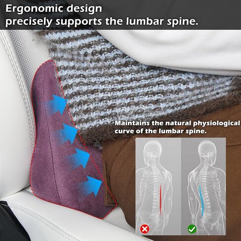 Lumbar Support Pillow for Car, Ergonomic Memory Foam Back Cushion for Driving, Seat Office Chair, Gaming Chair, Lower Back Support for Back Pain Relief, Purple, 1 Pack in Kuwait